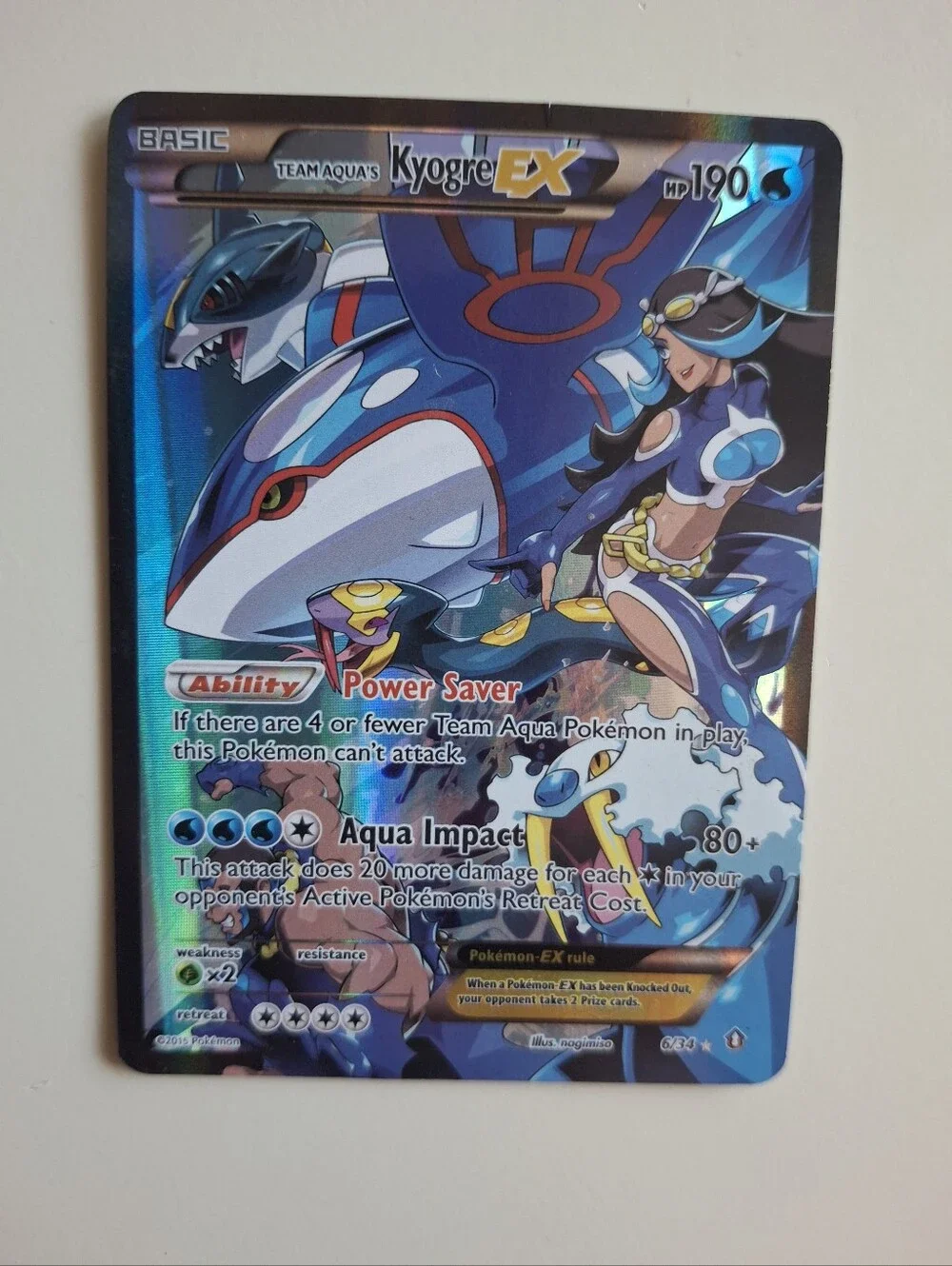 Pokemon TCG Team Aqua's Kyogre EX Ultra Rare Double Crisis 6/34